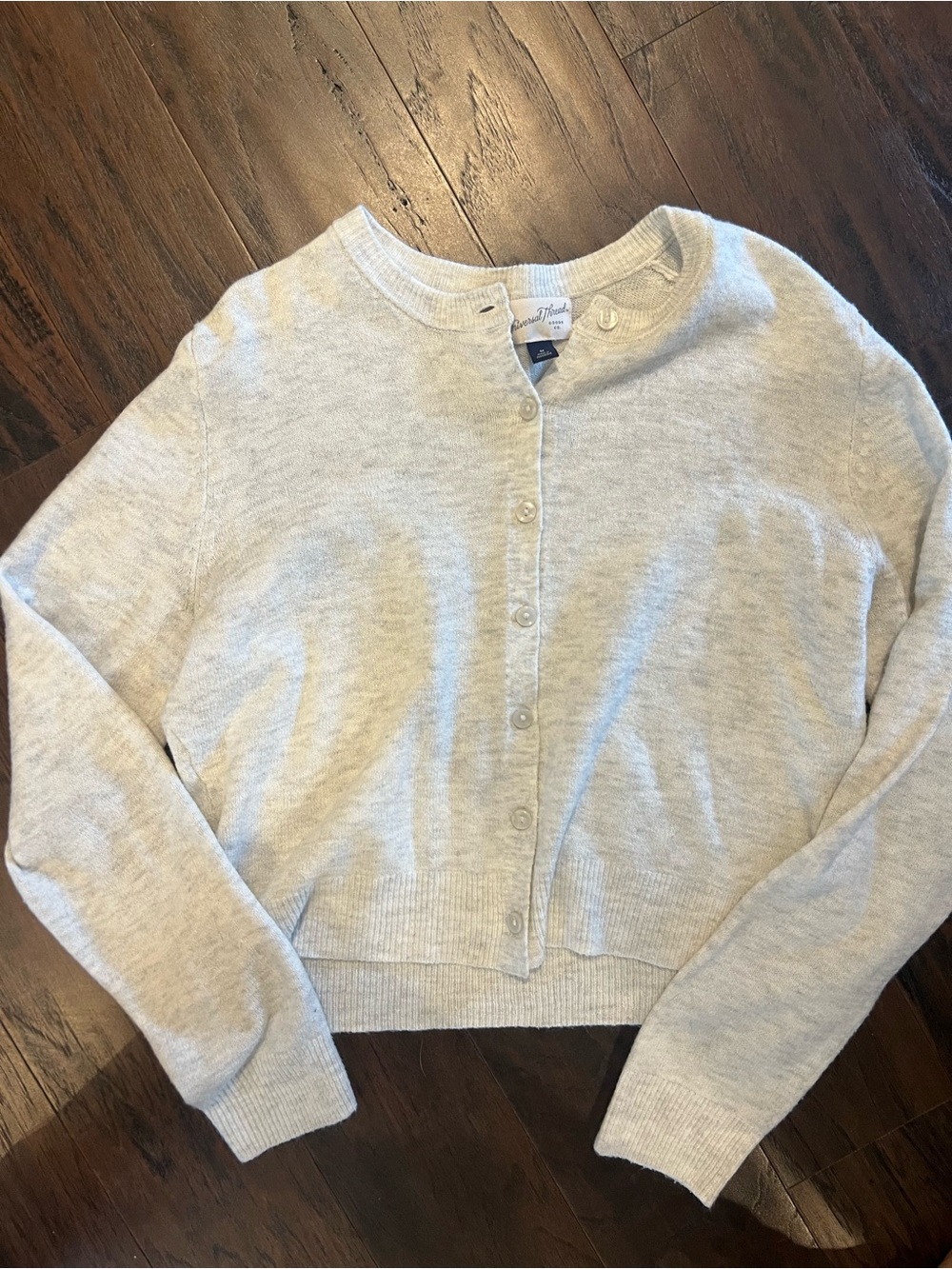 Target Universal Thread Heathered Light Gray Cropped Crewneck Cardigan